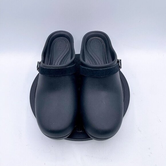 Crocs Shoes Black Rubber Low Heel Open Back Slip On Sarah Clog Mule Womens Sz 10 - Picture 9 of 9